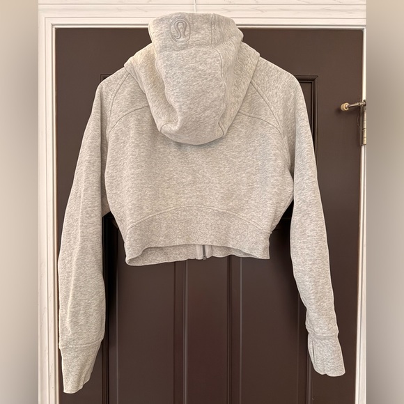 Lululemon Cropped Scuba Hoodie Heathered Core Ultra Gray 10 Sweatshirt Full Zip - Picture 4 of 5